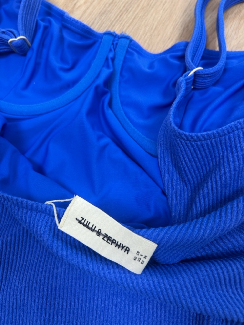 Zulu & Zephyr Ribbed Marine Blue One Piece Swimsuit 6 - Picture 5 of 6